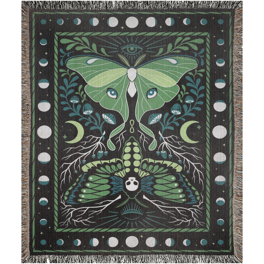 Moths Woven Throw Blanket