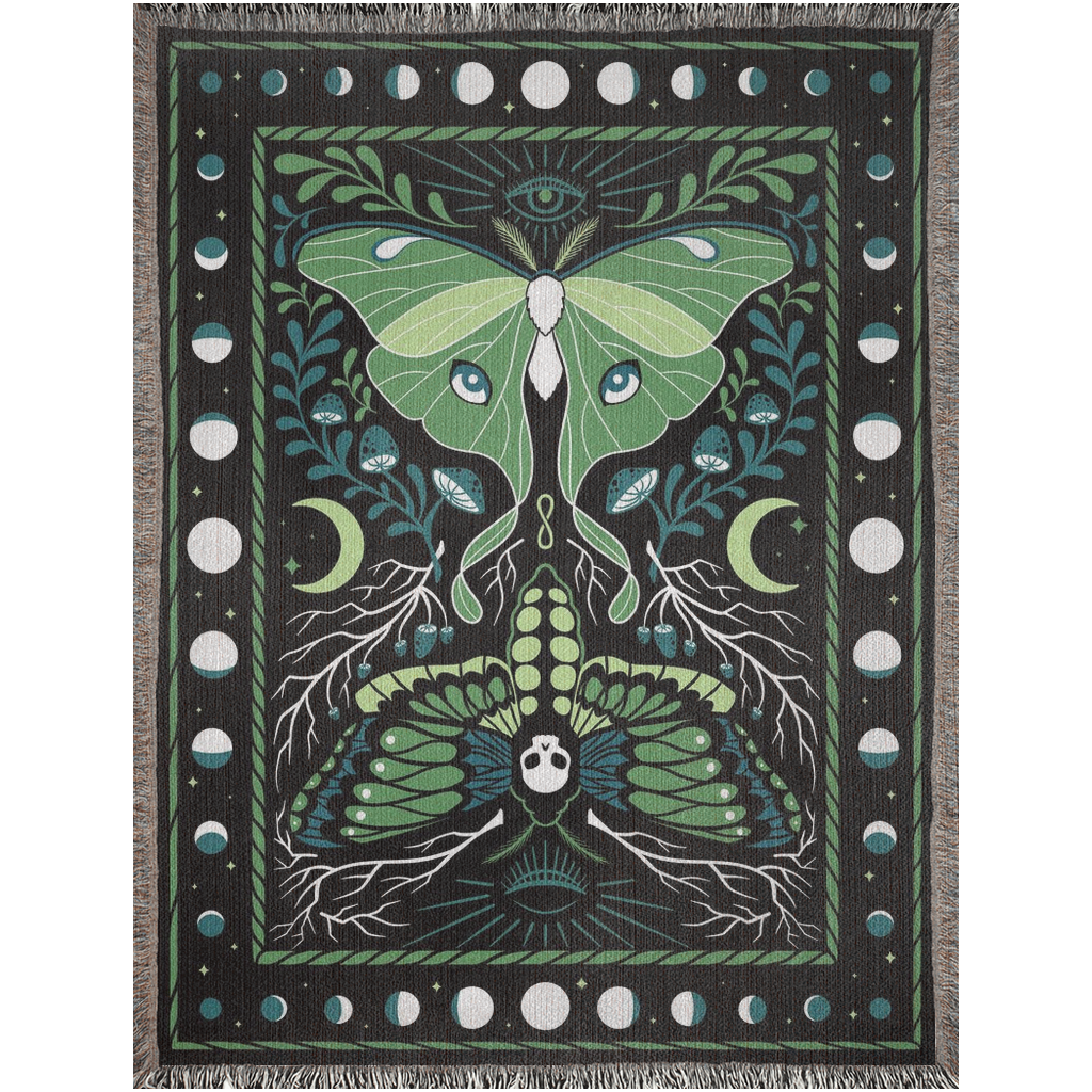 Moths Woven Throw Blanket