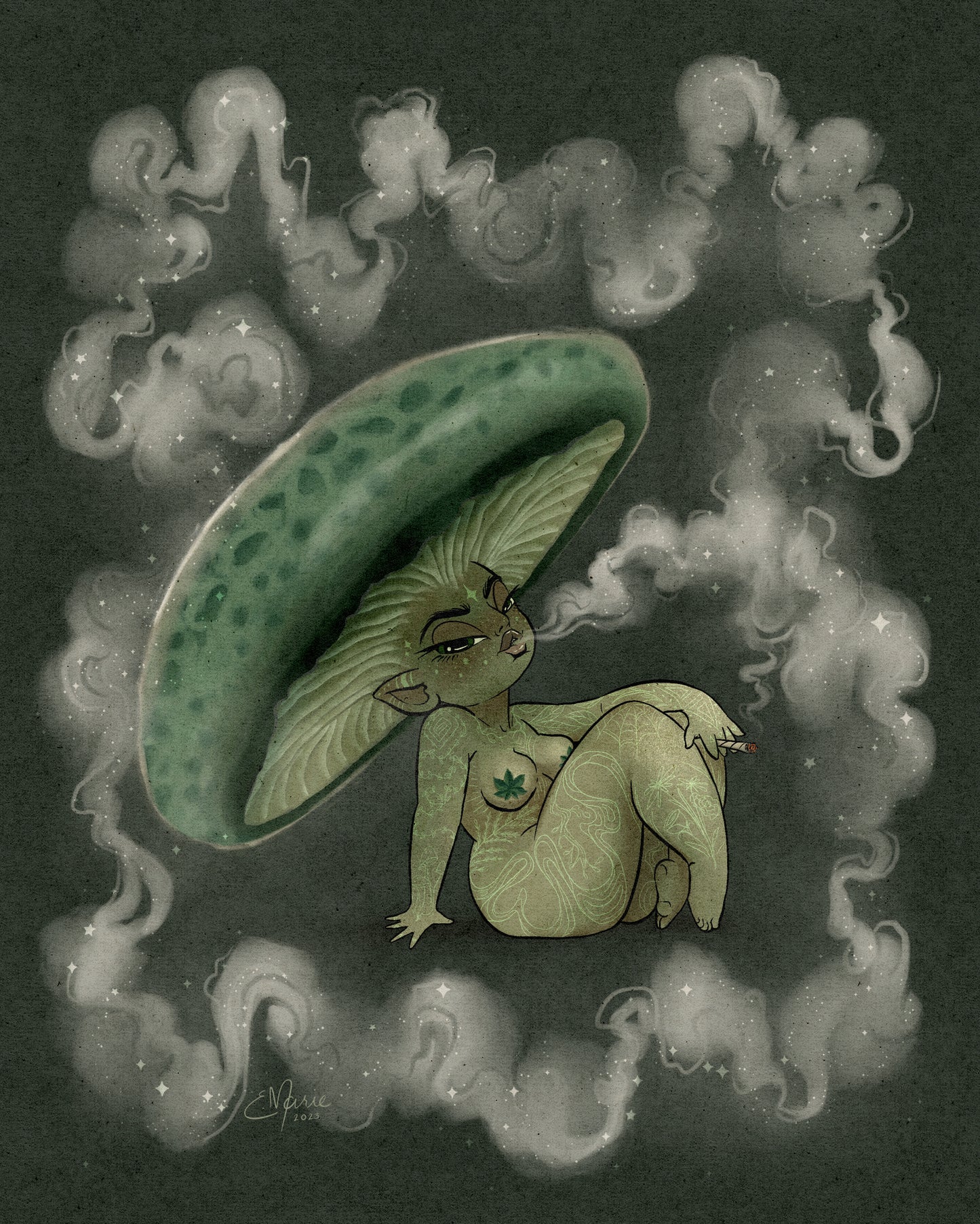 Green Russula Shroomie Art Print