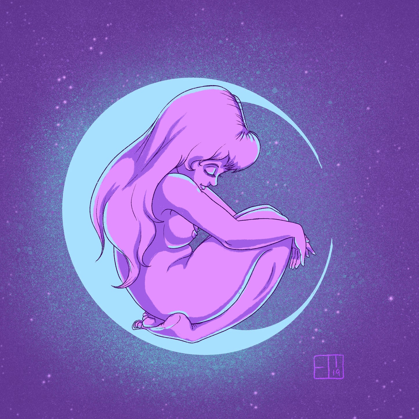 Moon Ladies: Moon Art Print