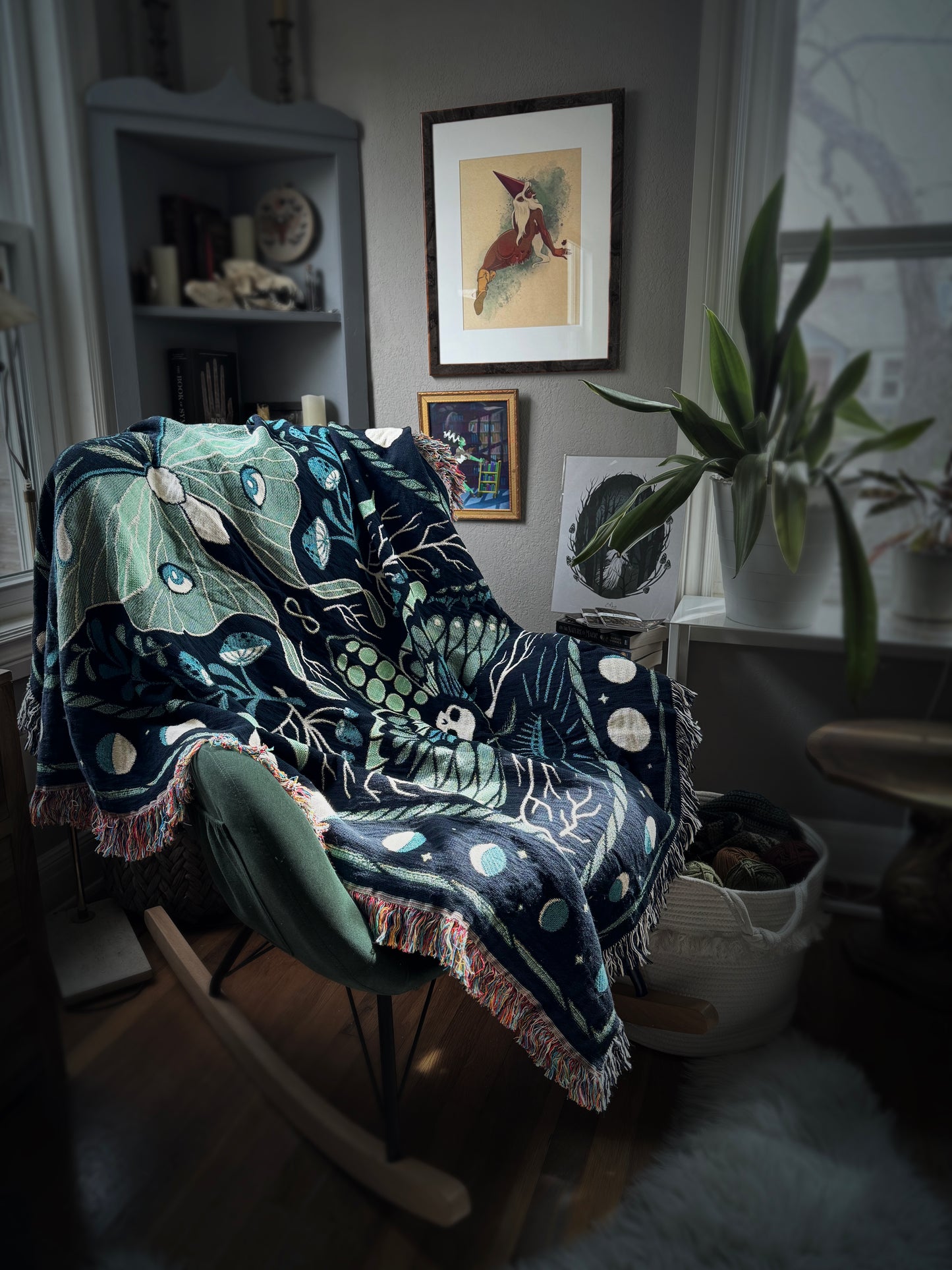 Moths Woven Throw Blanket