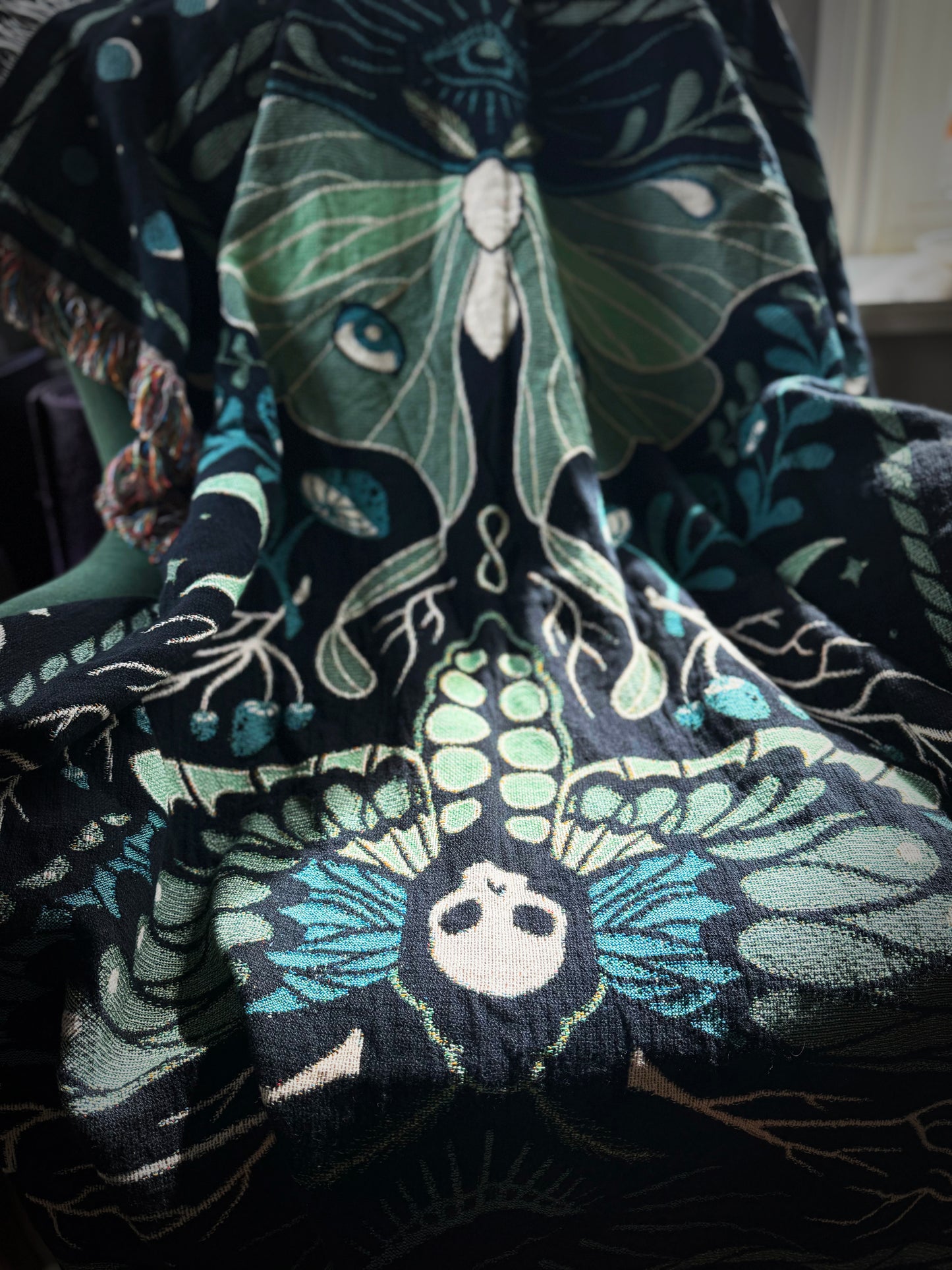 Moths Woven Throw Blanket