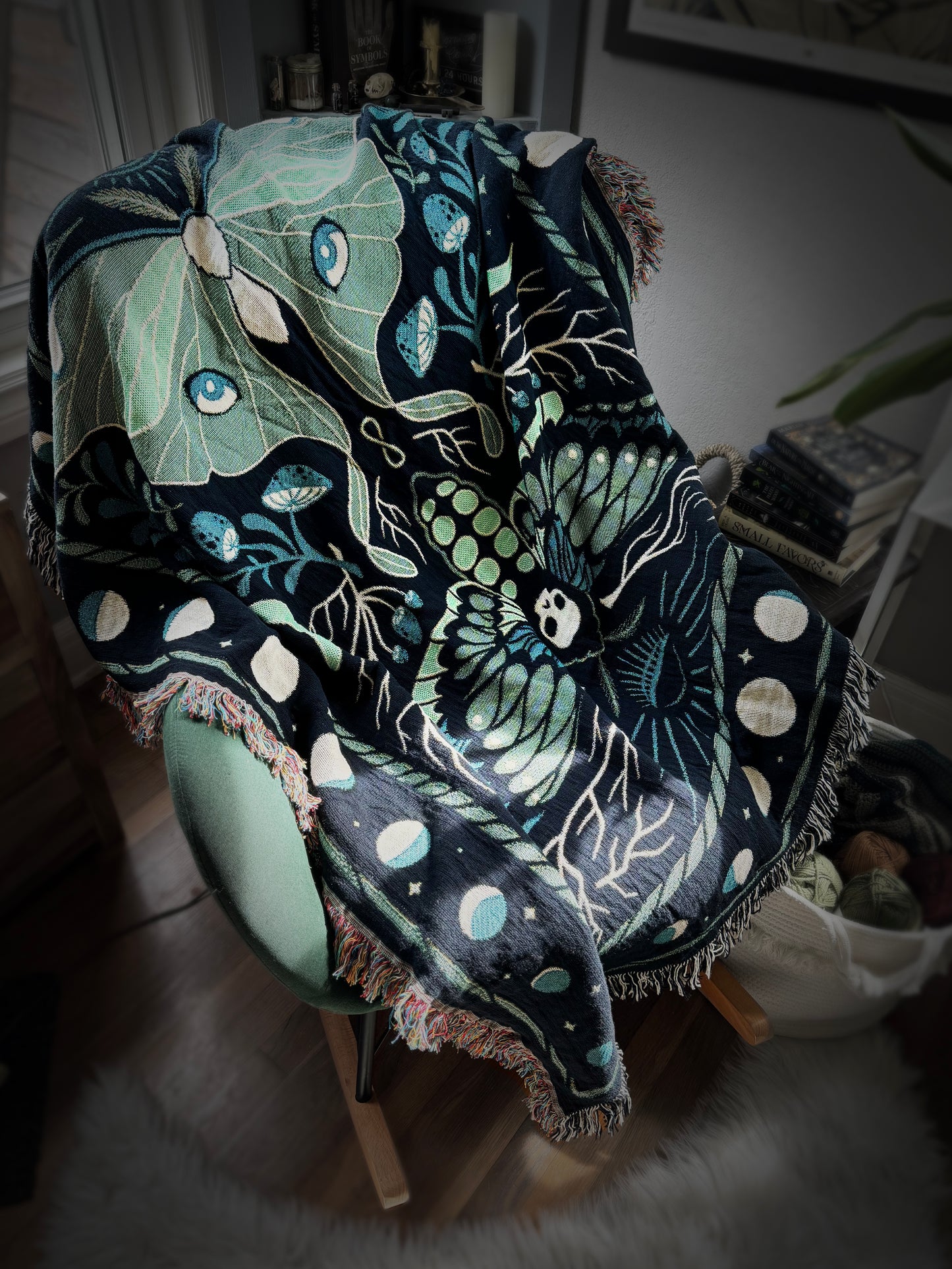 Moths Woven Throw Blanket