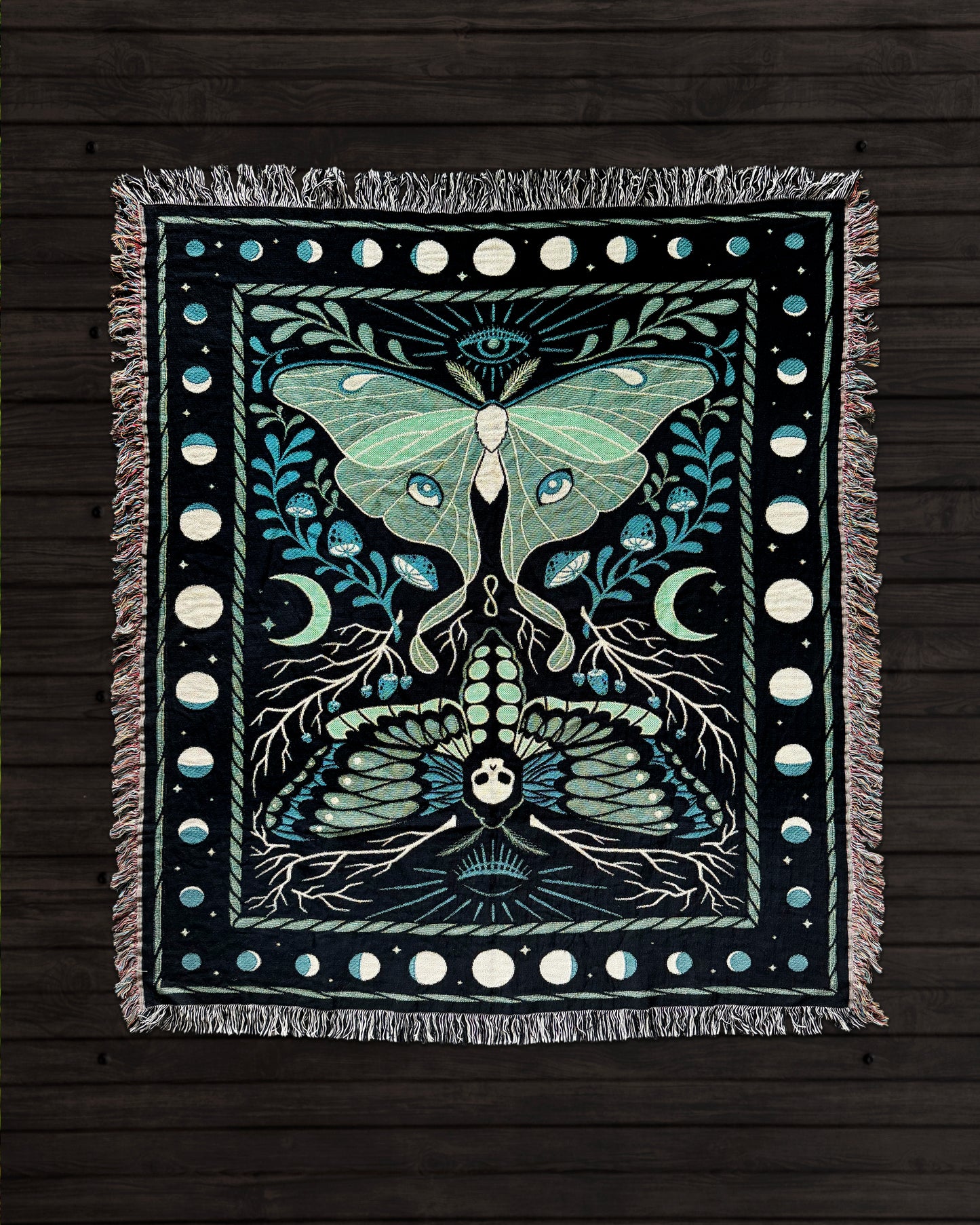 Moths Woven Throw Blanket