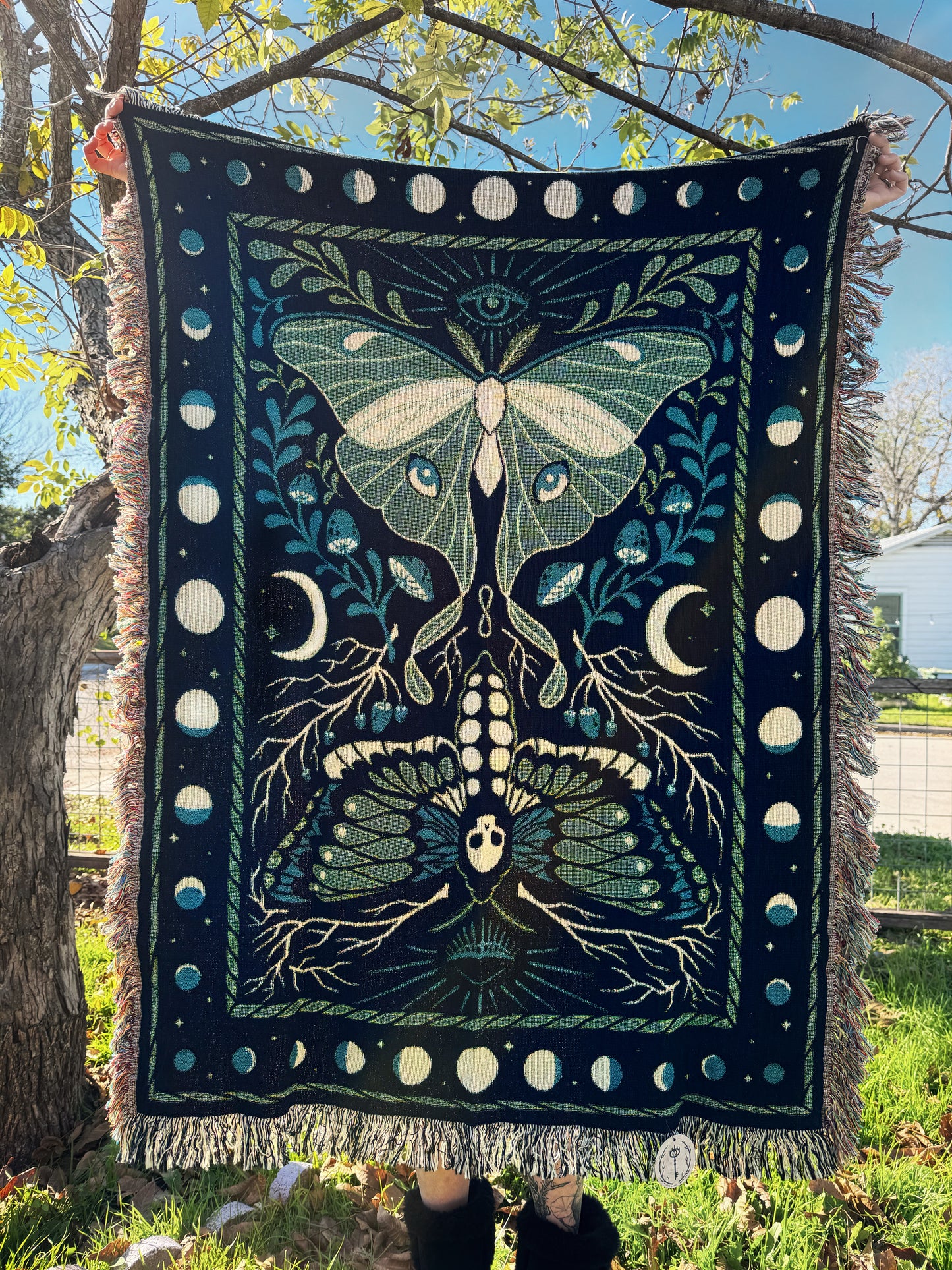 Moths Woven Throw Blanket