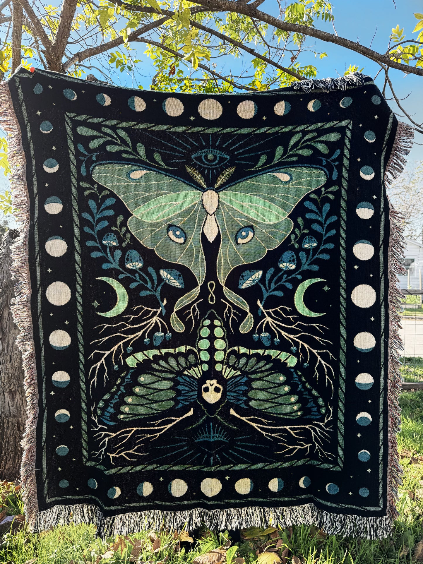 Moths Woven Throw Blanket