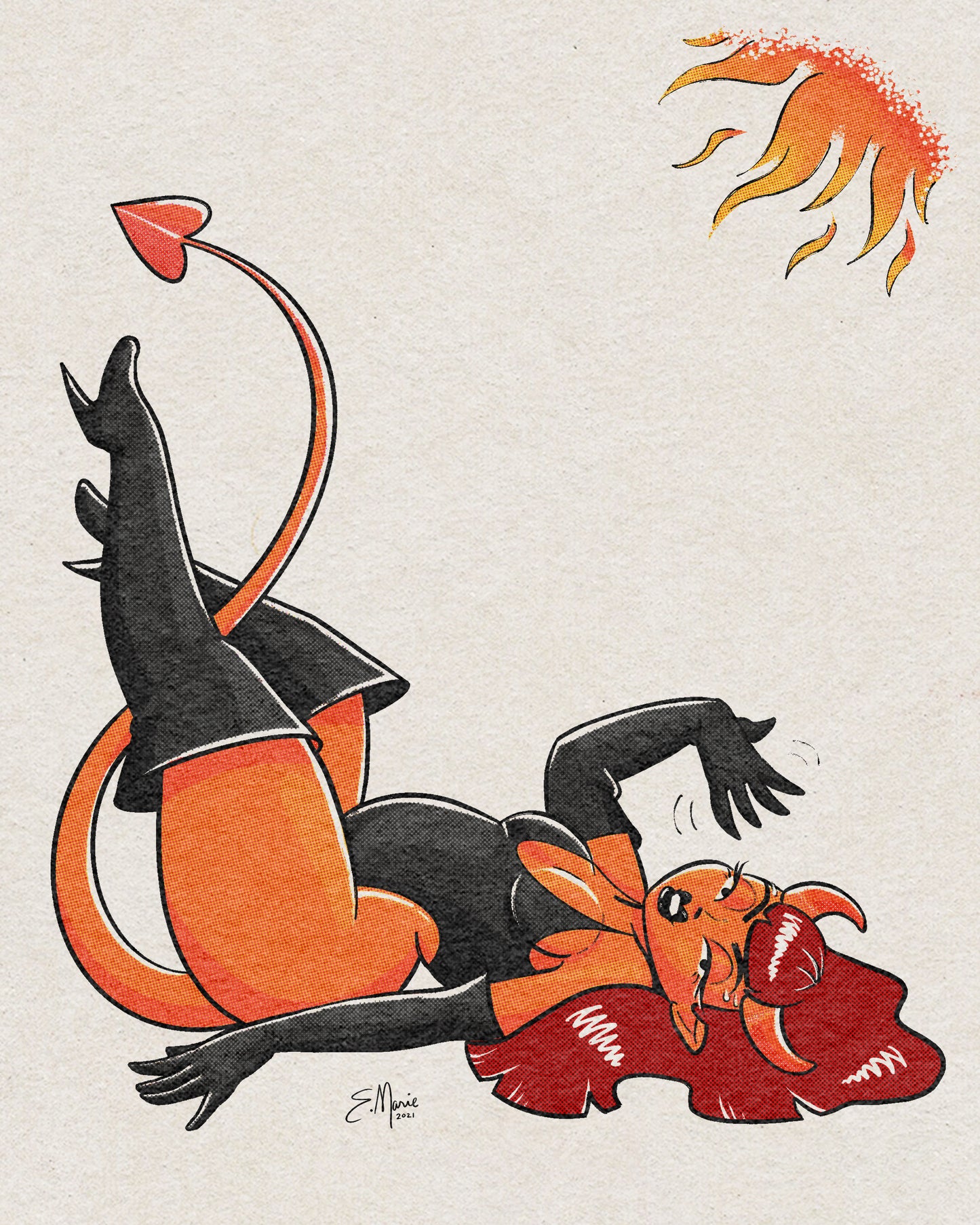 Devil Pinup Ghoul Art Print