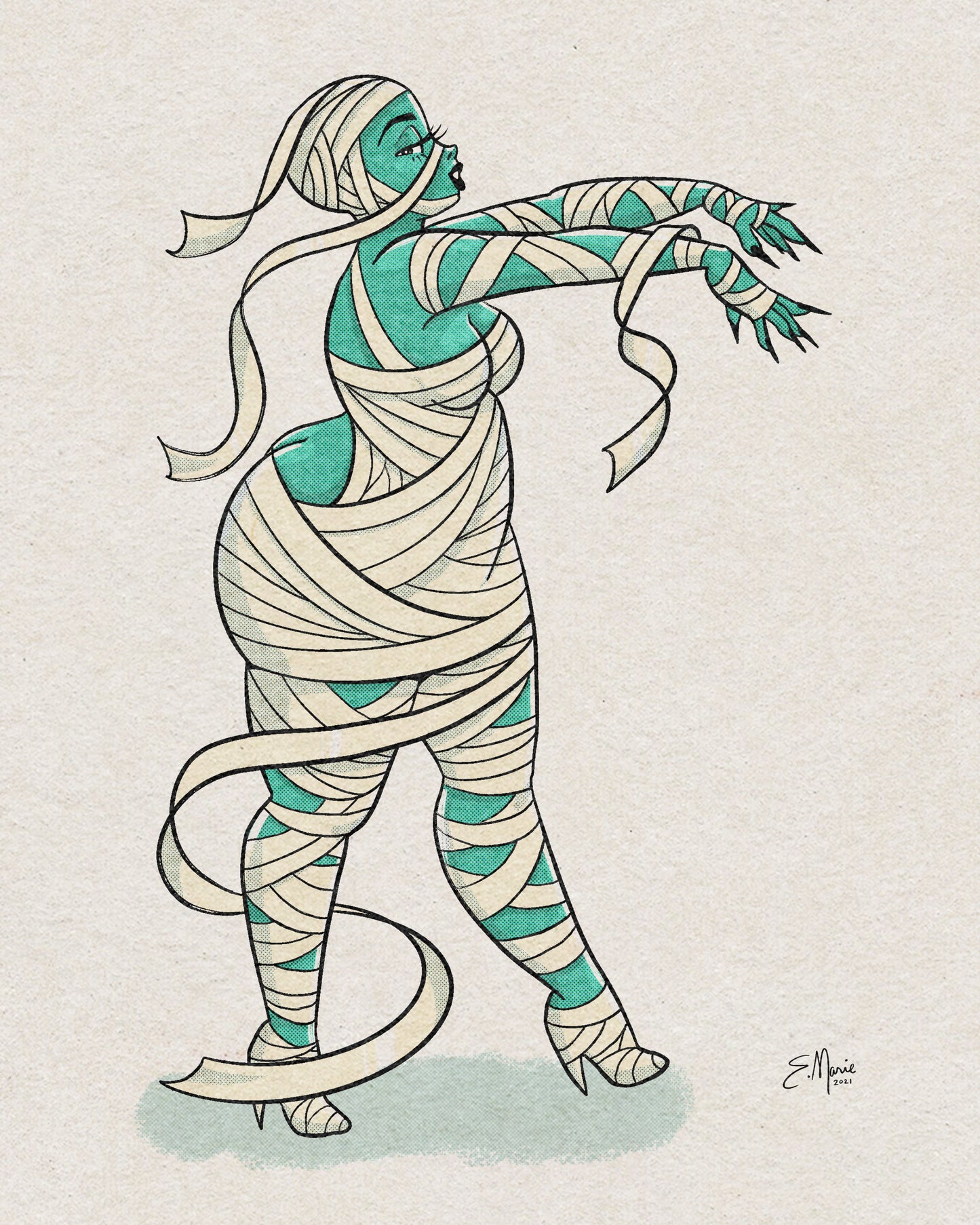 Mummy Pinup Ghoul Art Print