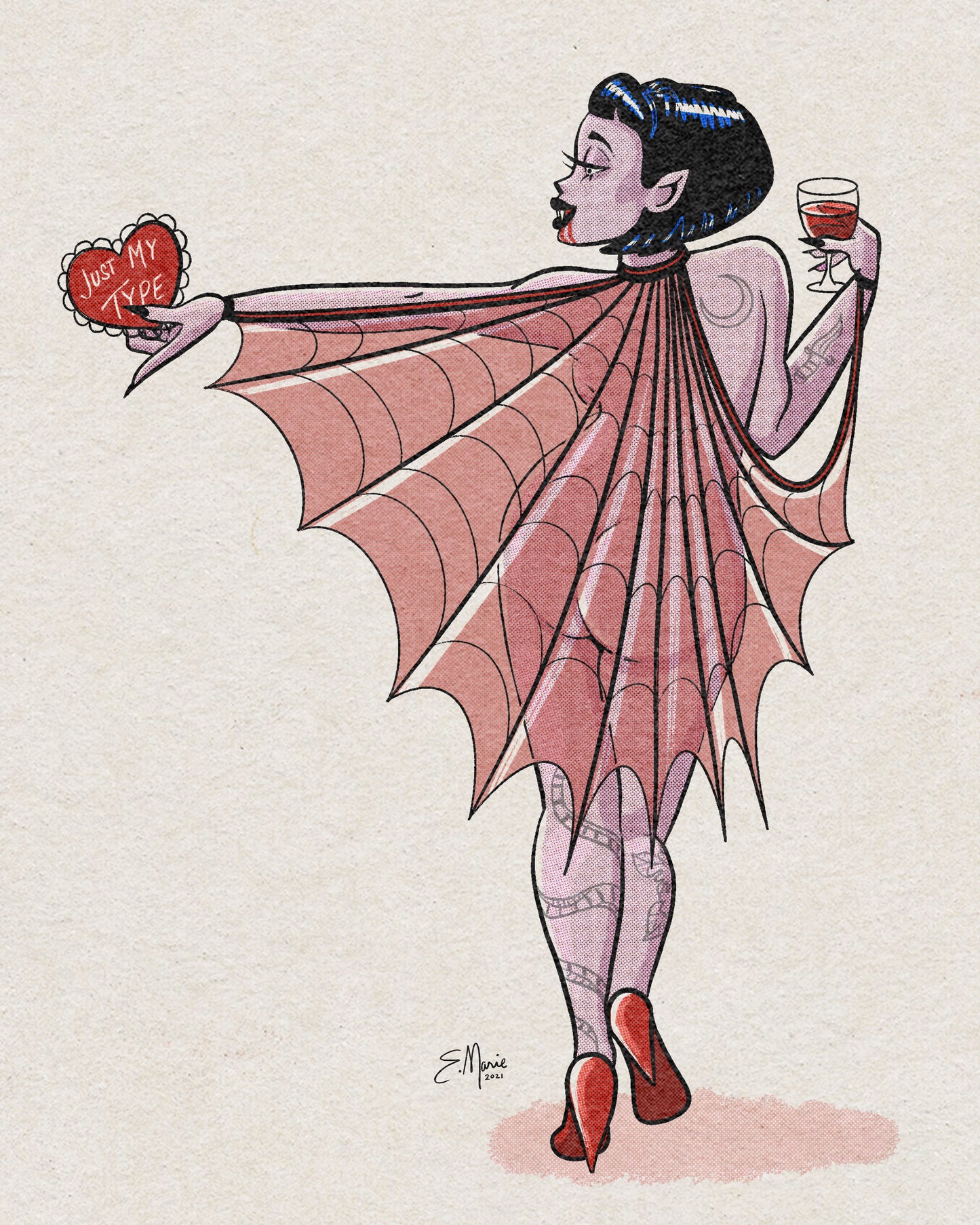 Vampire Pinup Ghoul Art Print