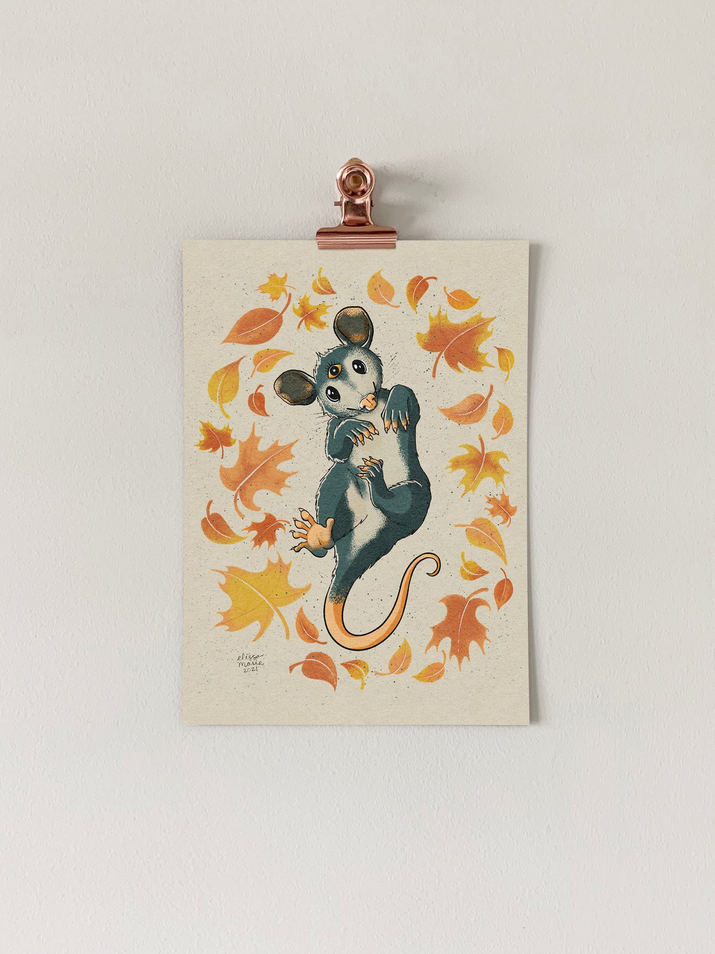 Autumn Opossum Art Print
