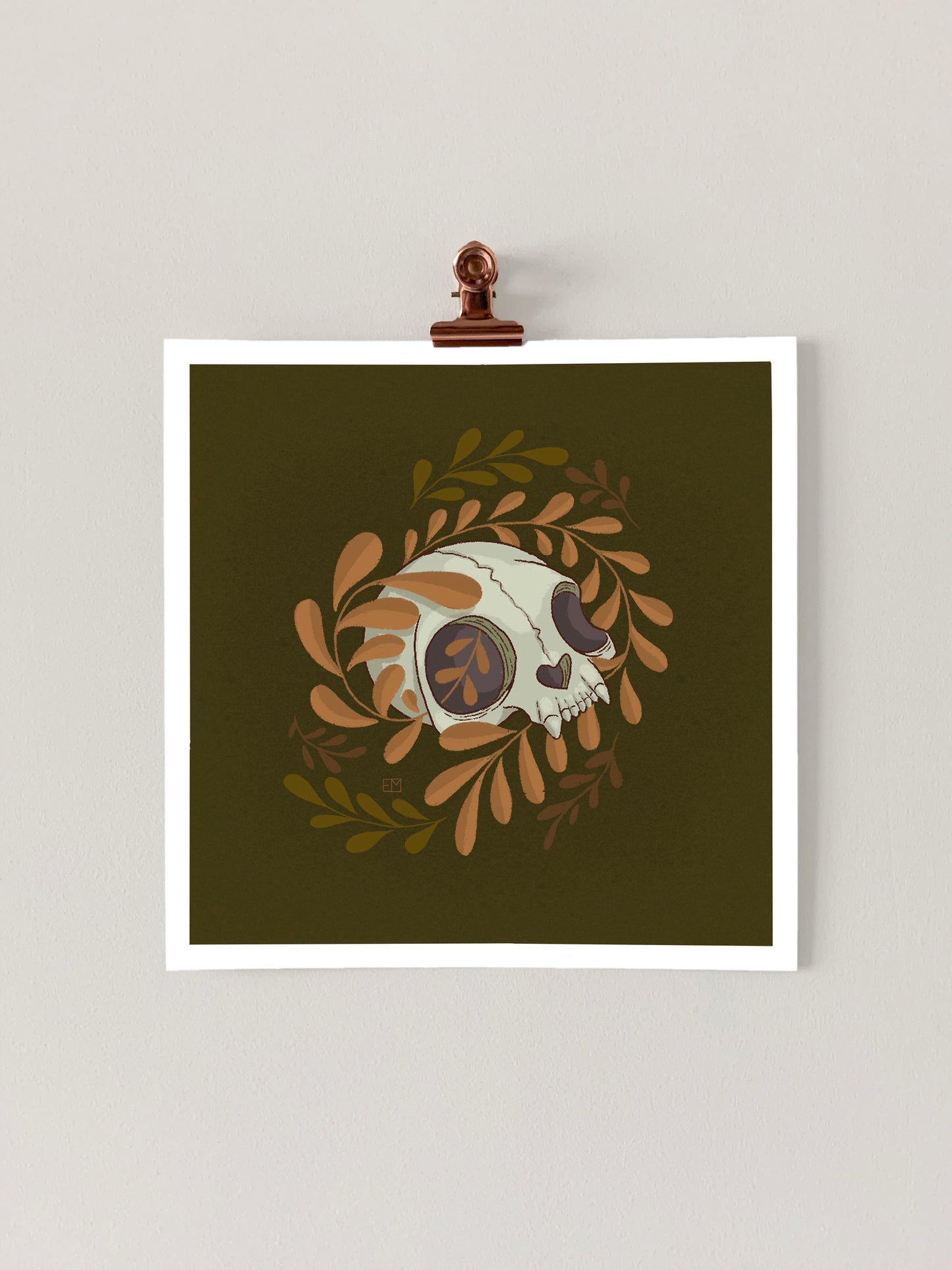 Mini Cat Skull Art Print