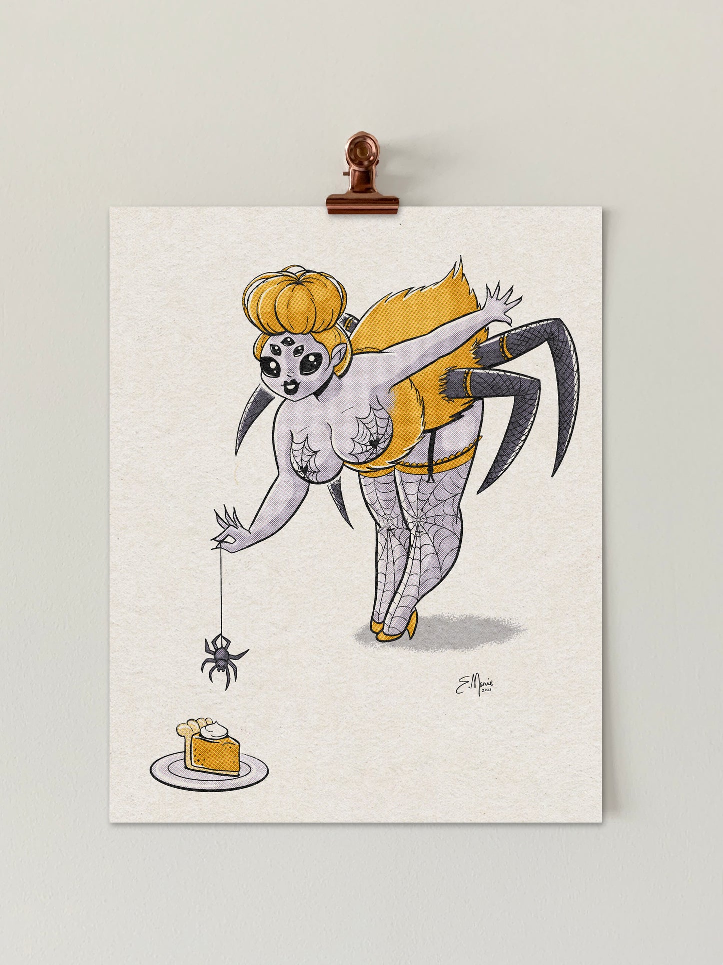 Spider Pinup Ghoul Art Print