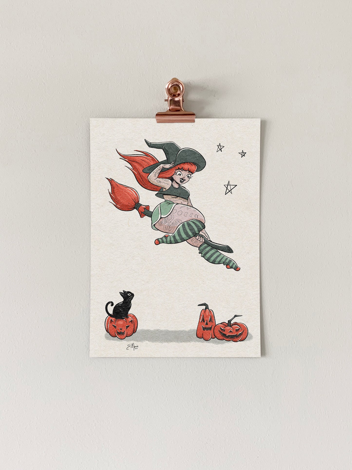 Witch Pinup Ghoul Art Print