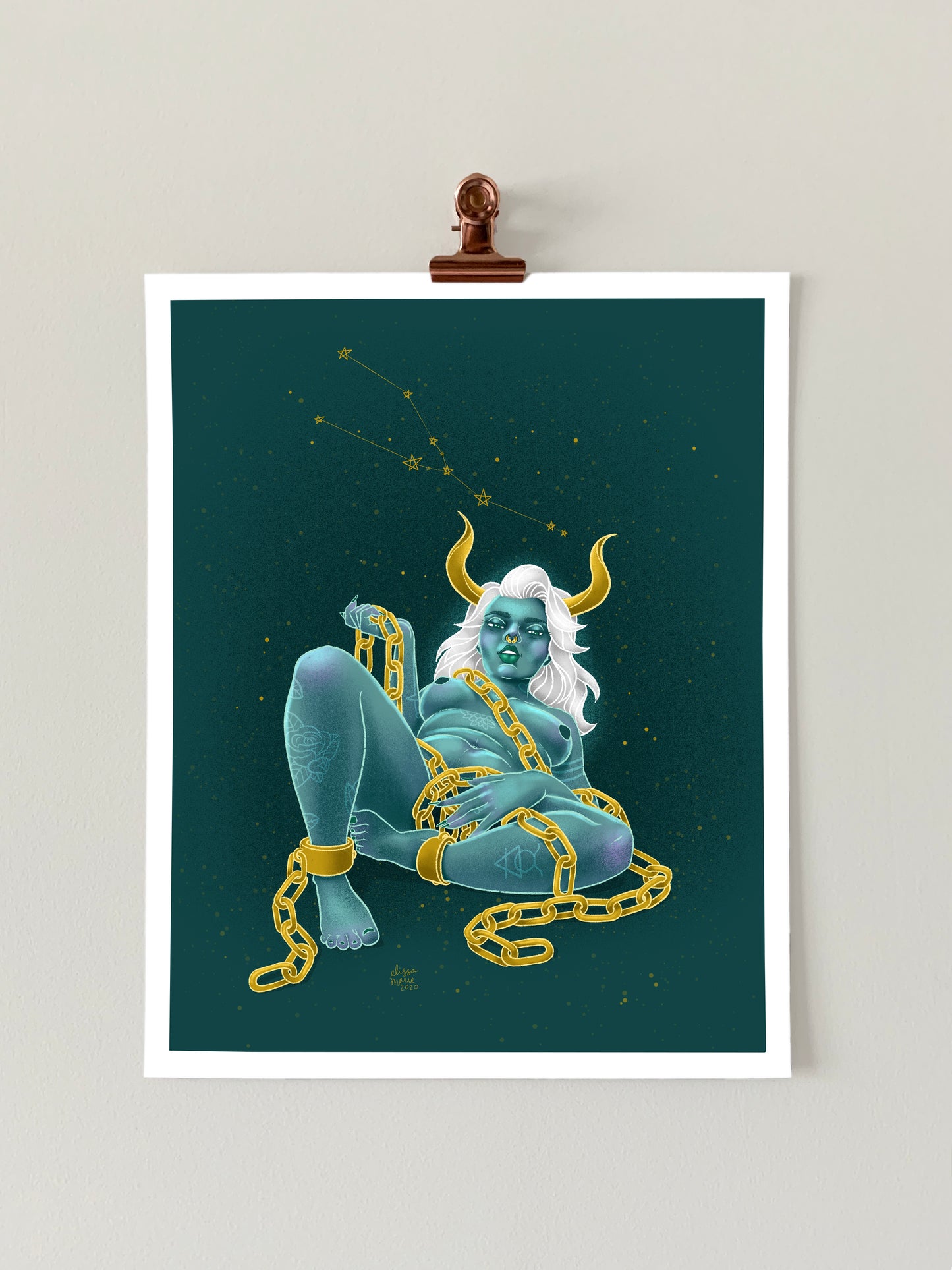 Taurus Babe Zodiac Art Print