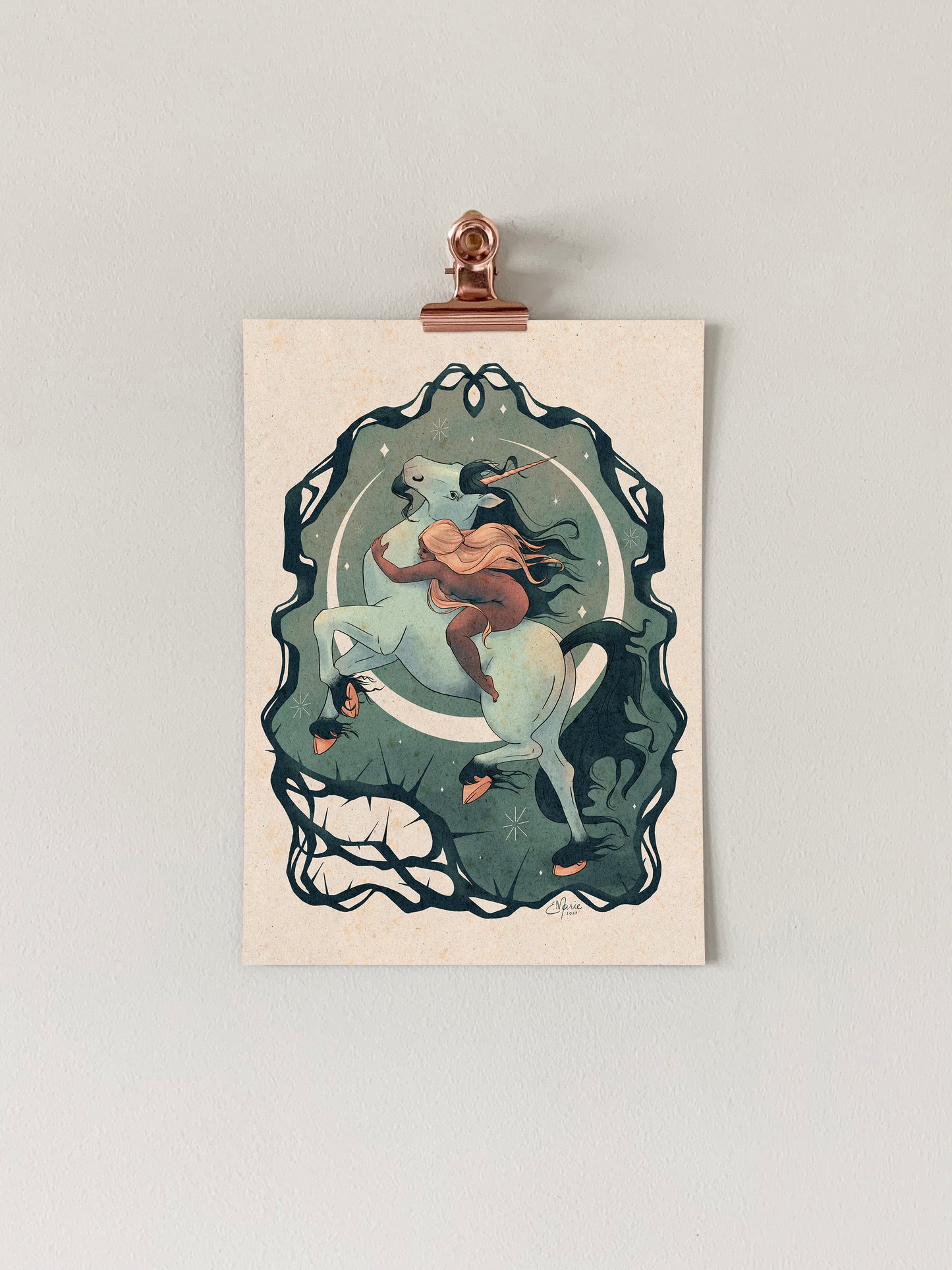 Unicorn and the Maiden Art Print