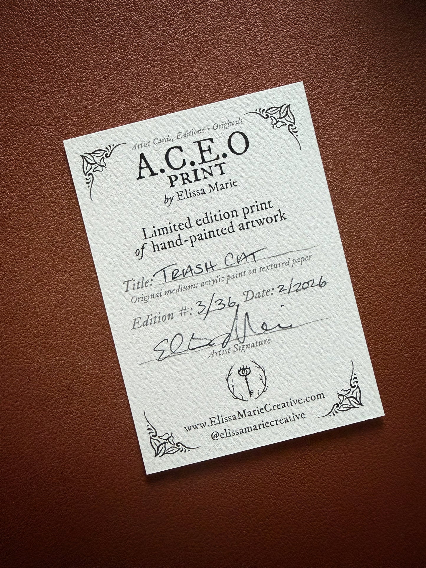 Trash Cat Limited Edition ACEO Mini Art Print