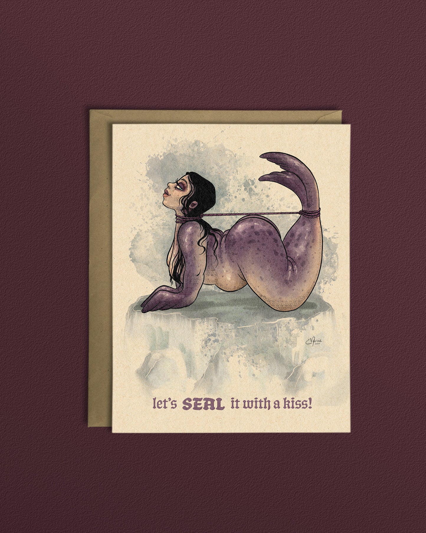 Selkie Seal it With a Kiss Greeting Card