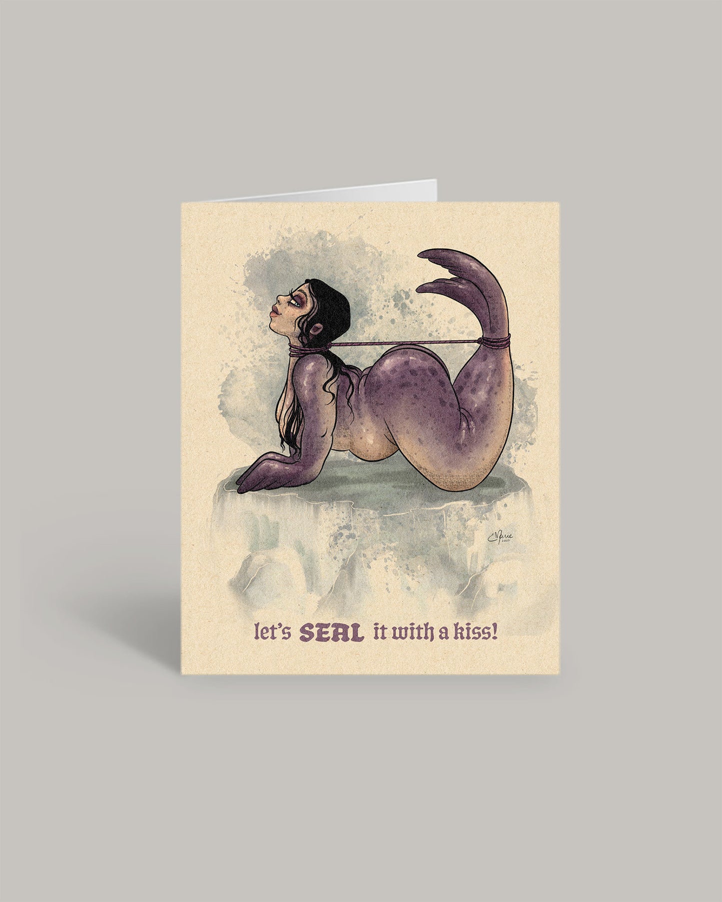 Selkie Seal it With a Kiss Greeting Card