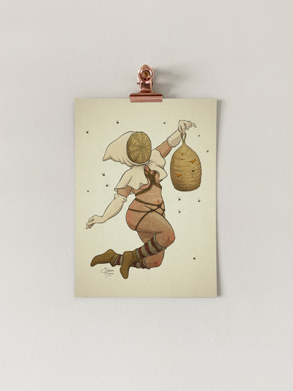 Medieval Beekeeper Pin-Up Art Print