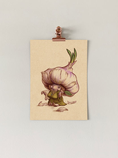 Sprout Garlic Podling Art Print