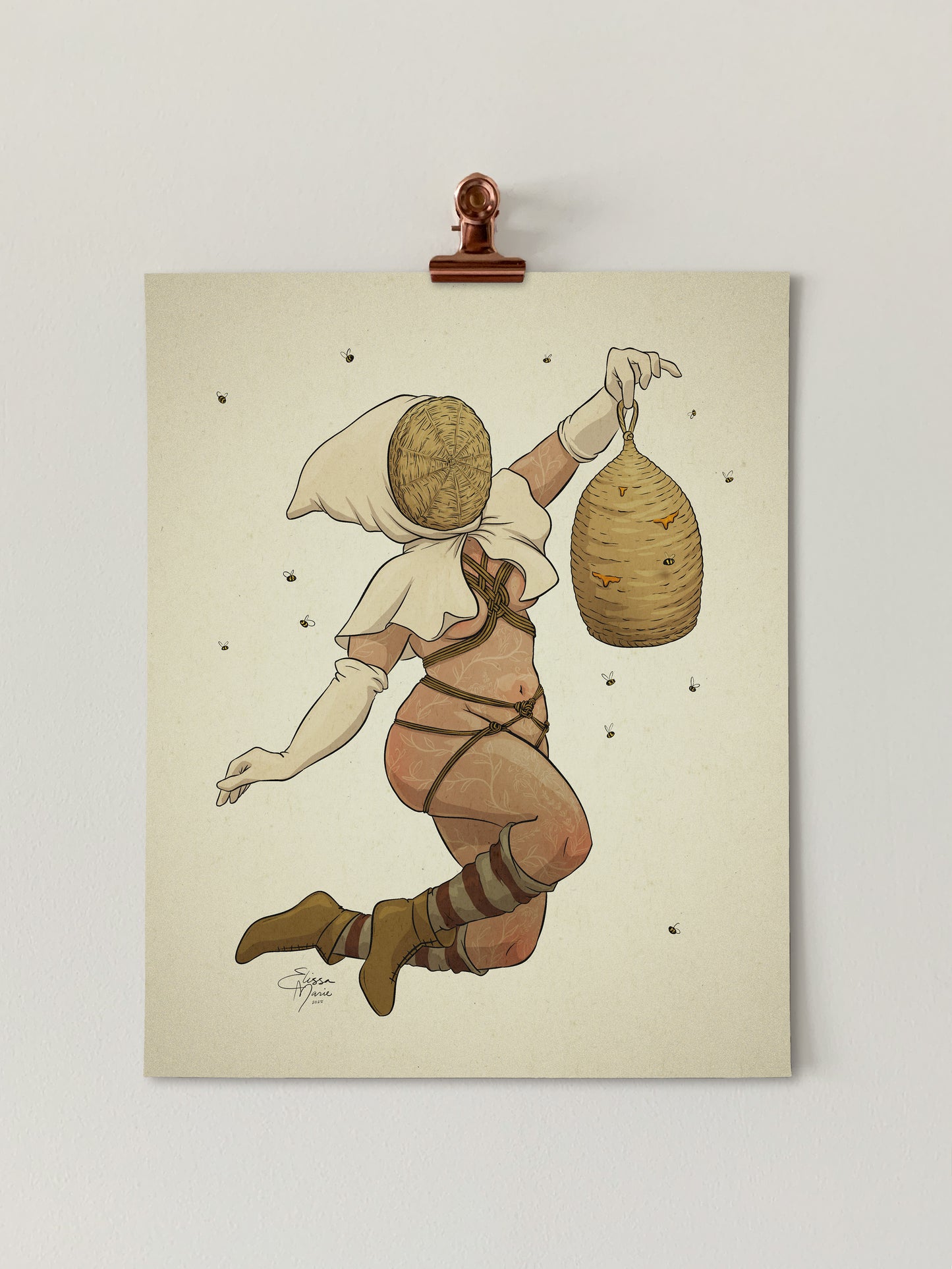Medieval Beekeeper Pin-Up Art Print