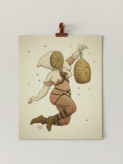 Medieval Beekeeper Pin-Up Art Print