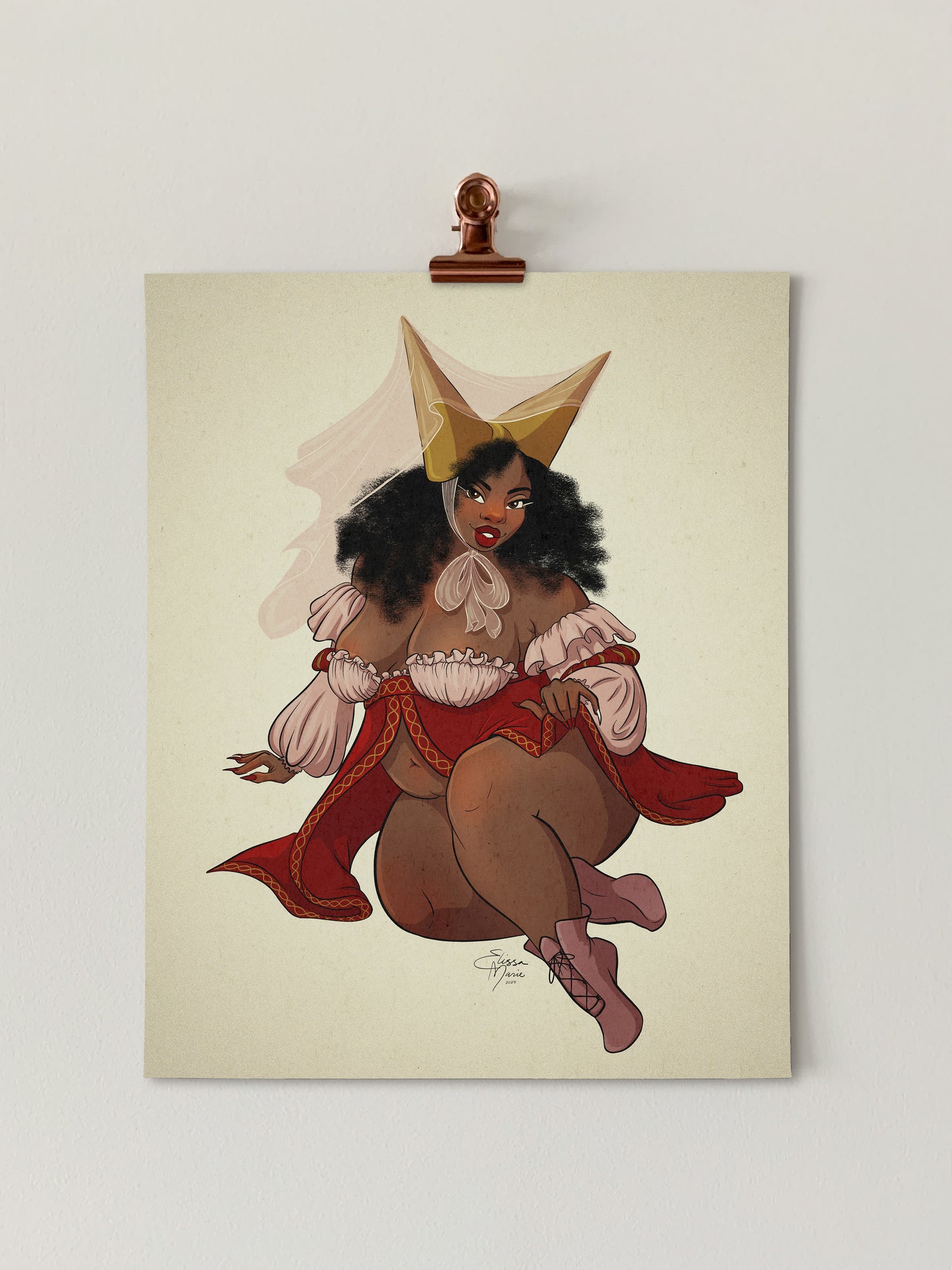 open lace back dress Medieval Princess Pin-Up Art Print – Elissa Marie Creative