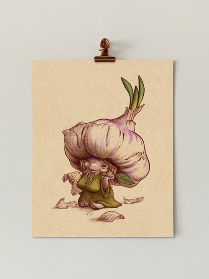 Sprout Garlic Podling Art Print