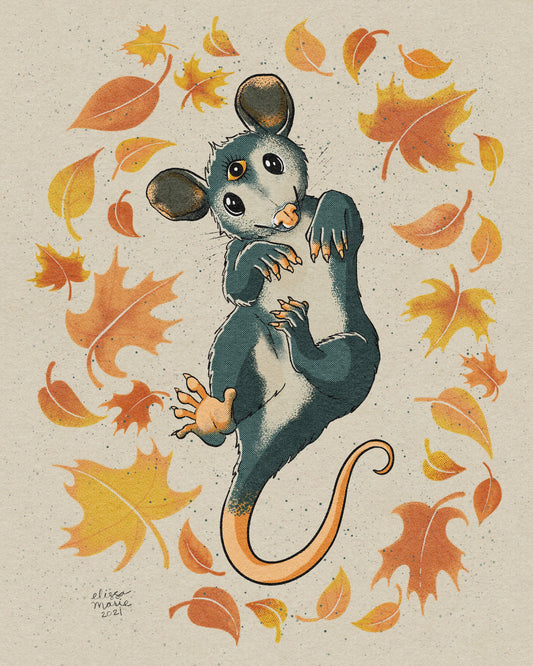 Autumn Opossum Art Print