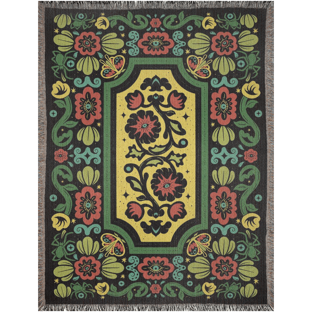 Colorful Witches' Garden Woven Throw Blanket
