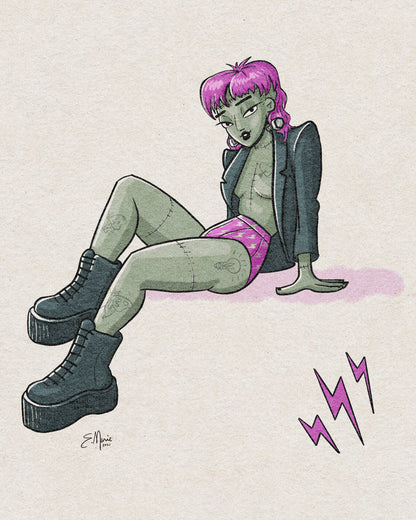 Frankie Pinup Ghoul Art Print