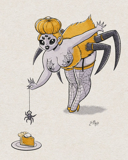 Spider Pinup Ghoul Art Print