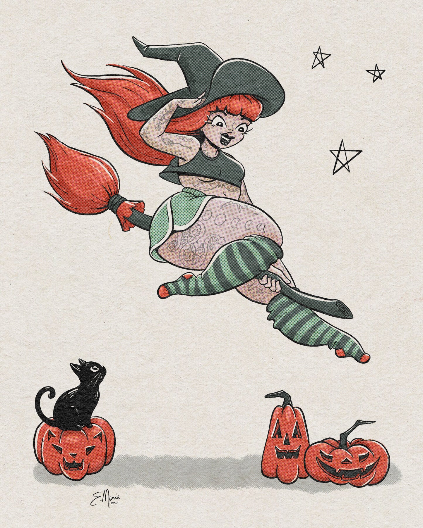 Witch Pinup Ghoul Art Print