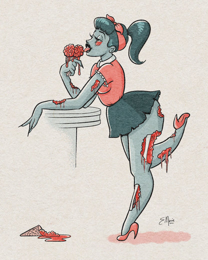 Zombie Pinup Ghoul Art Print