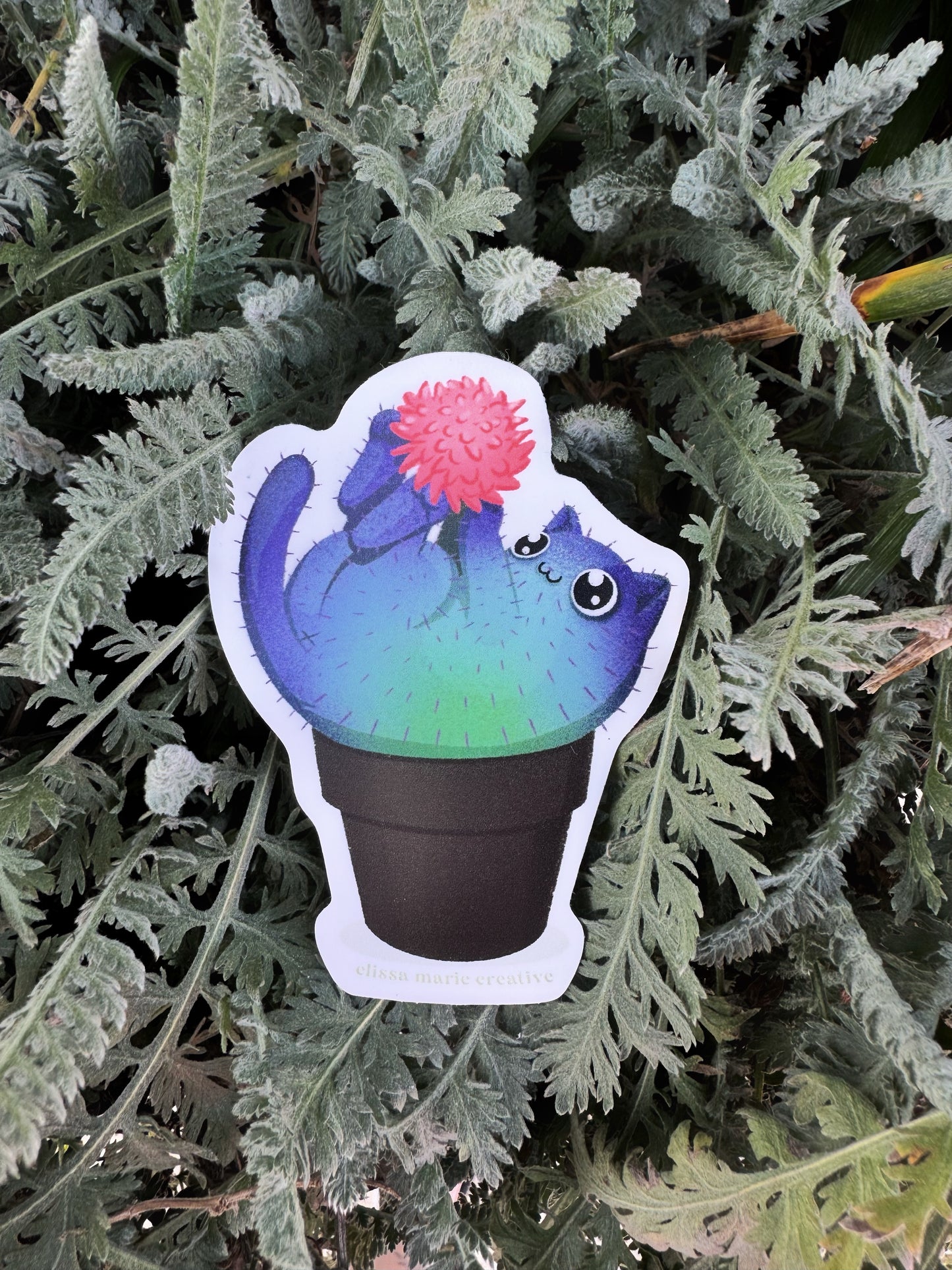 Prickly Purr Catcus Sticker: Coral