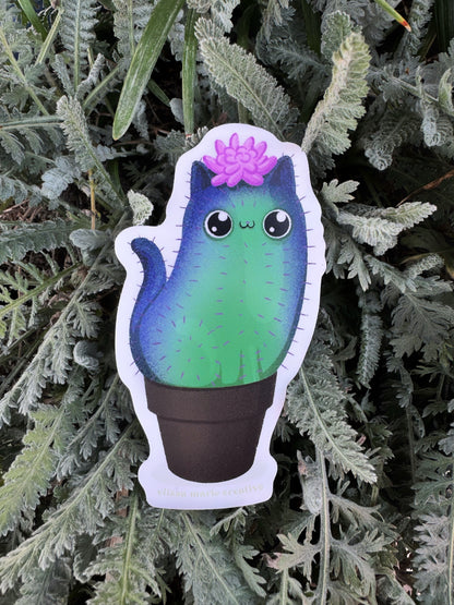 Prickly Purr Catcus Sticker: Fuchsia