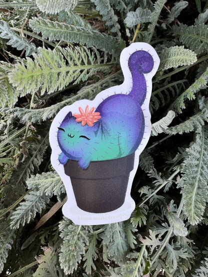 Prickly Purr Catcus Sticker: Peach