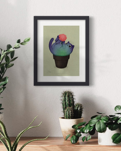 cactus and succulent painting Coral Prickly Purr Catcus Art Print | cactus