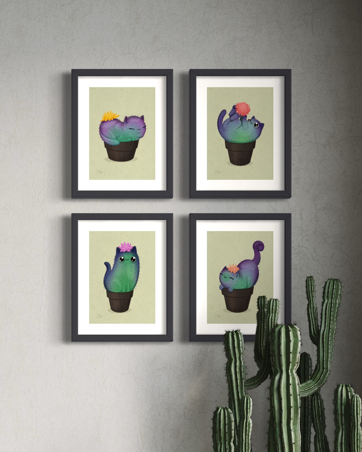 Fuchsia Prickly Purr Catcus Art Print | cactus | succulents
