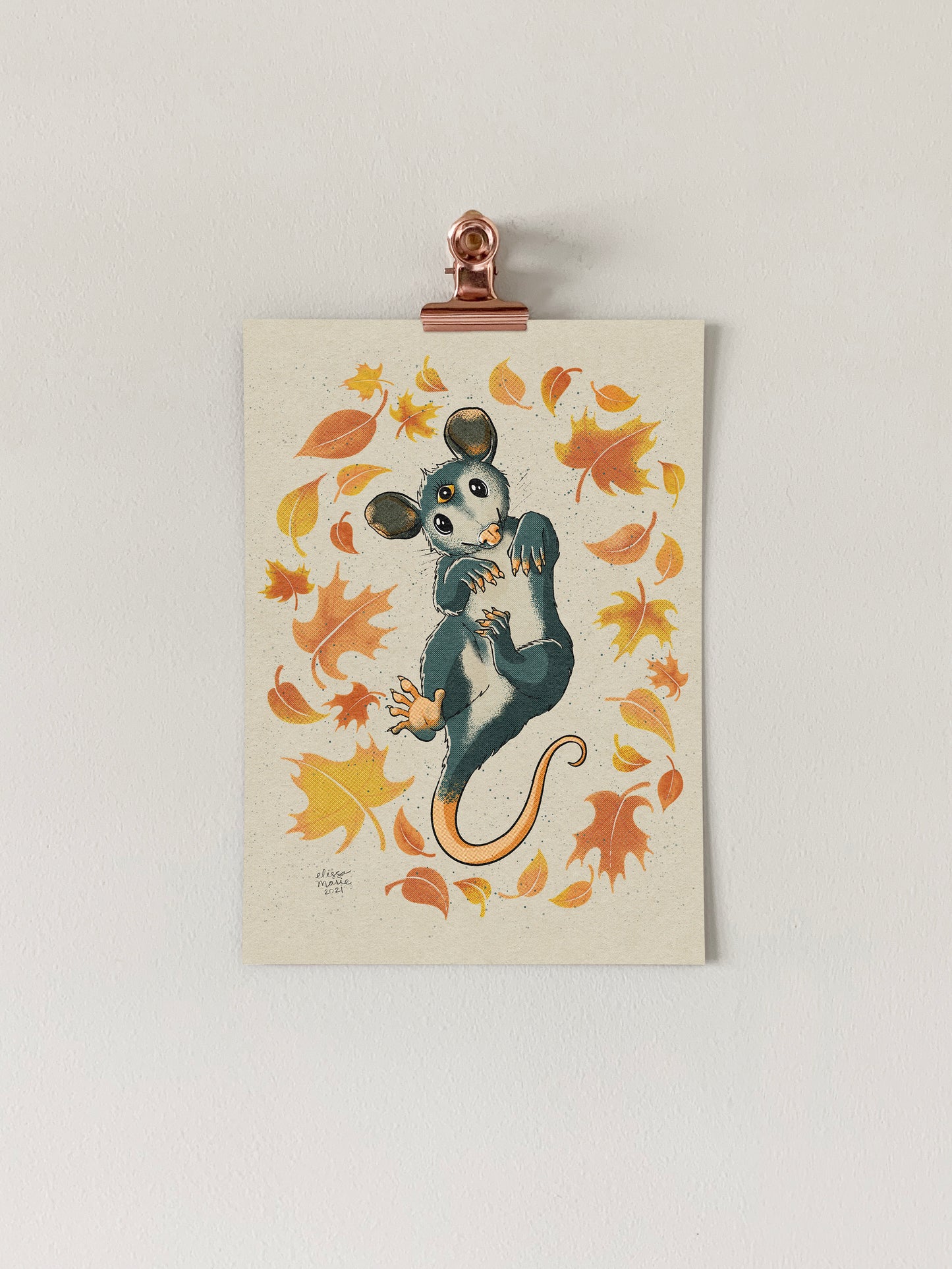 Autumn Opossum Art Print