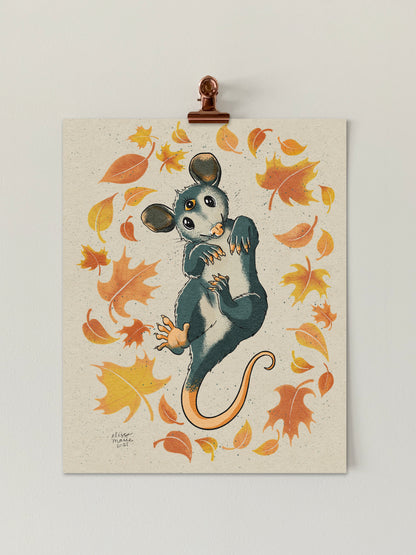 Autumn Opossum Art Print