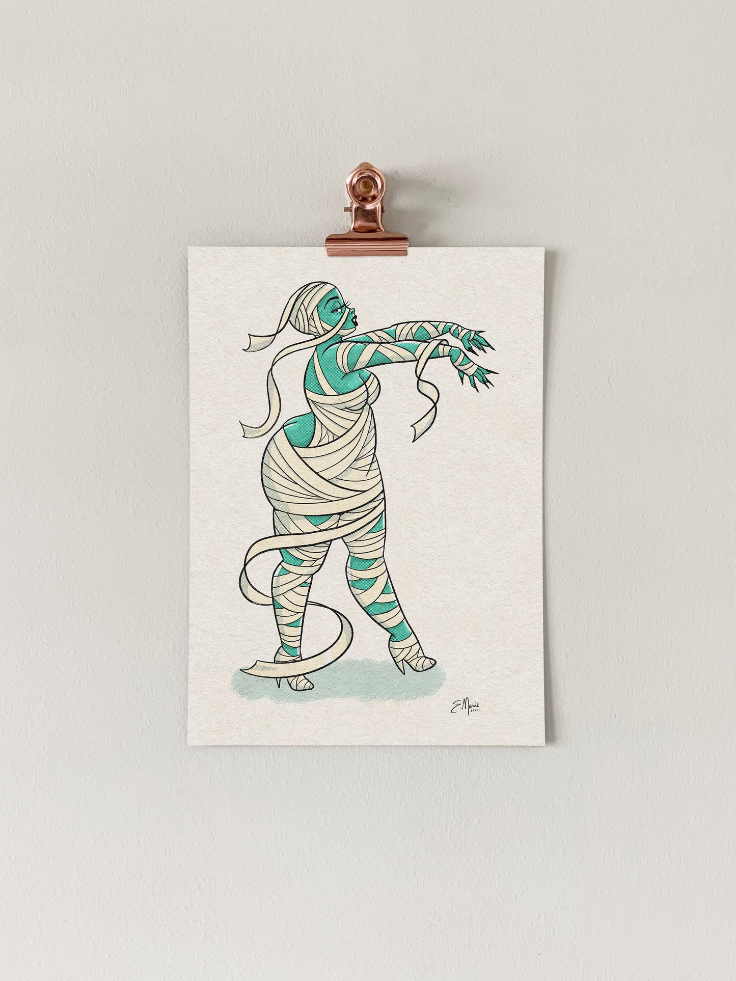 Mummy Pinup Ghoul Art Print