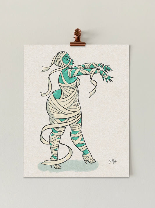 Mummy Pinup Ghoul Art Print