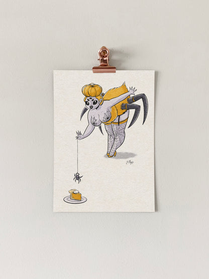 Spider Pinup Ghoul Art Print