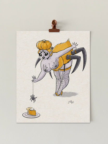 Spider Pinup Ghoul Art Print