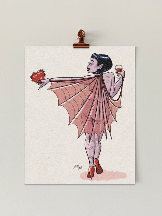 Vampire Pinup Ghoul Art Print