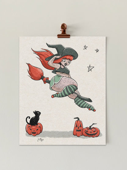 Witch Pinup Ghoul Art Print