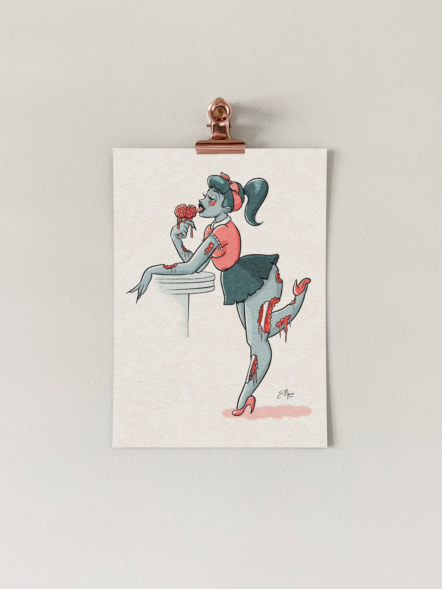 Zombie Pinup Ghoul Art Print