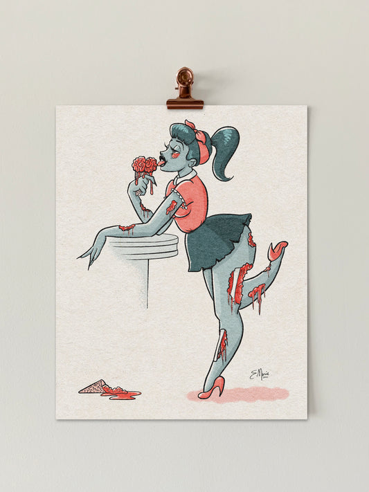 Zombie Pinup Ghoul Art Print