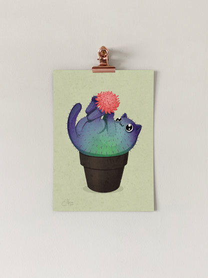 Coral Prickly Purr Catcus Art Print | cactus | succulents